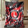 Charlton Athletic FC Mjuk Flanell Fleecefilt Lätt Mysig Varm Pläd för Soffa Säng Heminredning