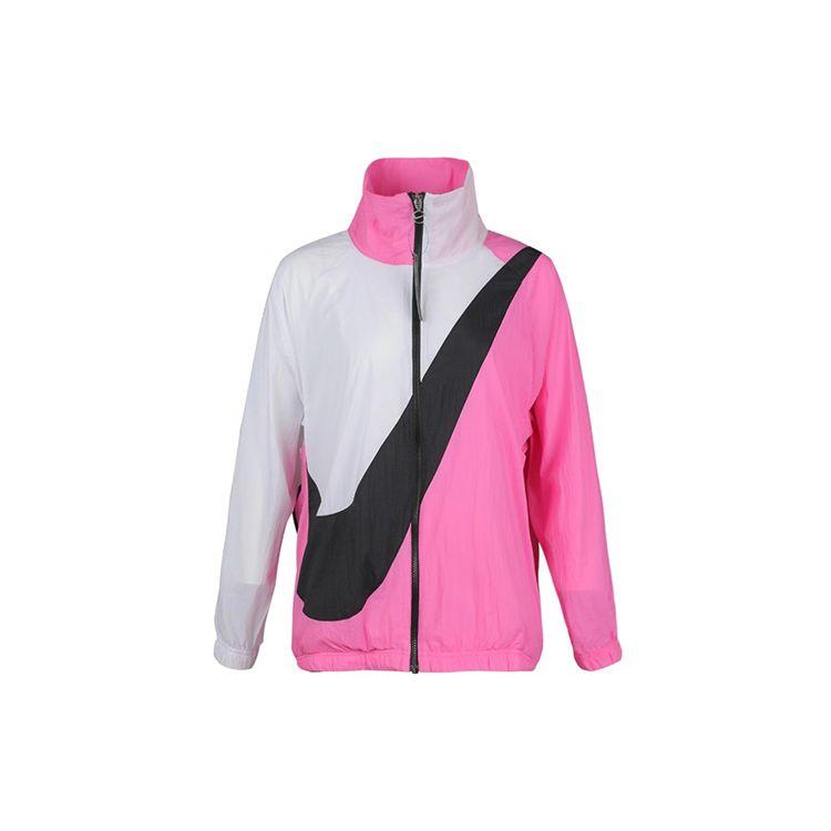 Nike Sportswear Swoosh Woven Funnel-Neck Zip Jacket Women Outerwear Pink BV3686-610