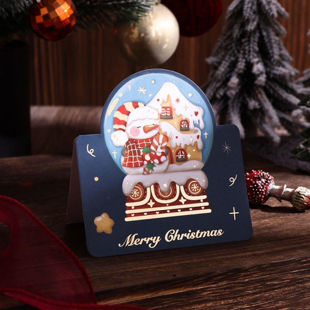 Neue Retro Frohe Weihnachten Karten Goldfolie Weihnachtsmann Kranz Grußkarten Geschenkpapier Weihnachten Zubehör Feiertagsfamilienkarten Für den Winter