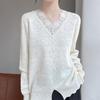 2025 French V-Neck Lace Camisole: Women's Long-Sleeve Top for Autumn/Winter