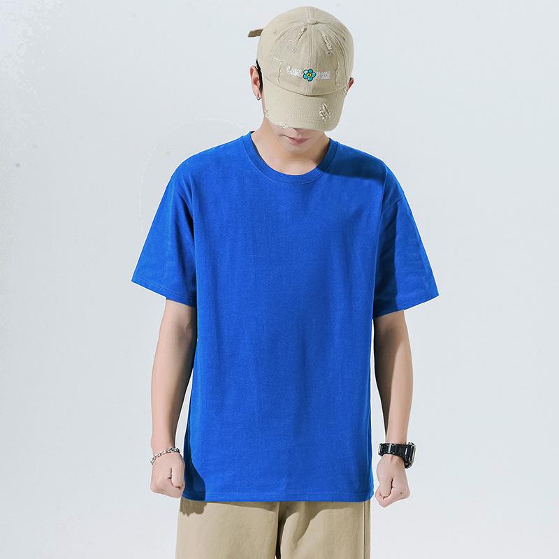 2025 Summer New Short Sleeved T-Shirt Men'S Pure Cotton Round Neck Trendy Versatile Ins Trendy Clothes Half Sleeve