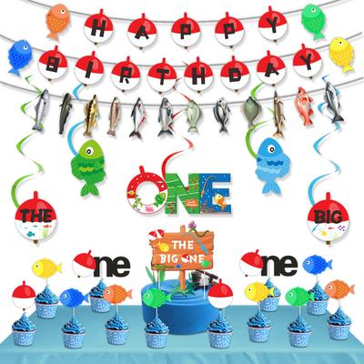 Retirement Fishing Theme Birthday Party Decoration La Flag Latte Cake Plug-In Set Custom Handmade