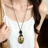 Trendy Boho Hollow Wood Chunky Geometry Bamboo Joint Pendant Long Adjustable Rope Sweater Chain Necklace For Women Charms Jewely