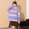 Tangshi Women's Gradient Textured Round Neck Sweater