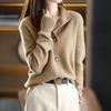Women's Fashion Casual Fall Winter Solid Color Print Long Sleeve POLO Neck Sweaters
