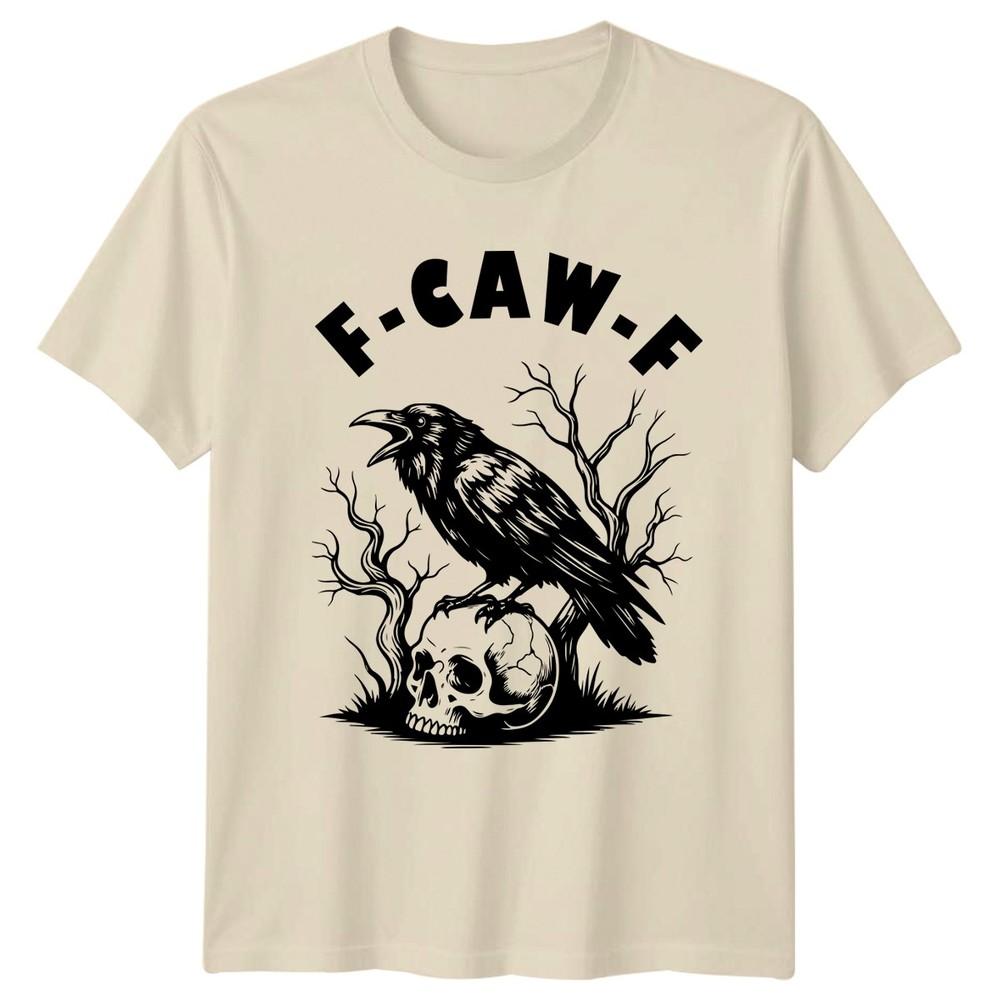F-Caw-F Gotická pánská trička s havraní lebkou Dámské tričko Tmavý grafický unisex top