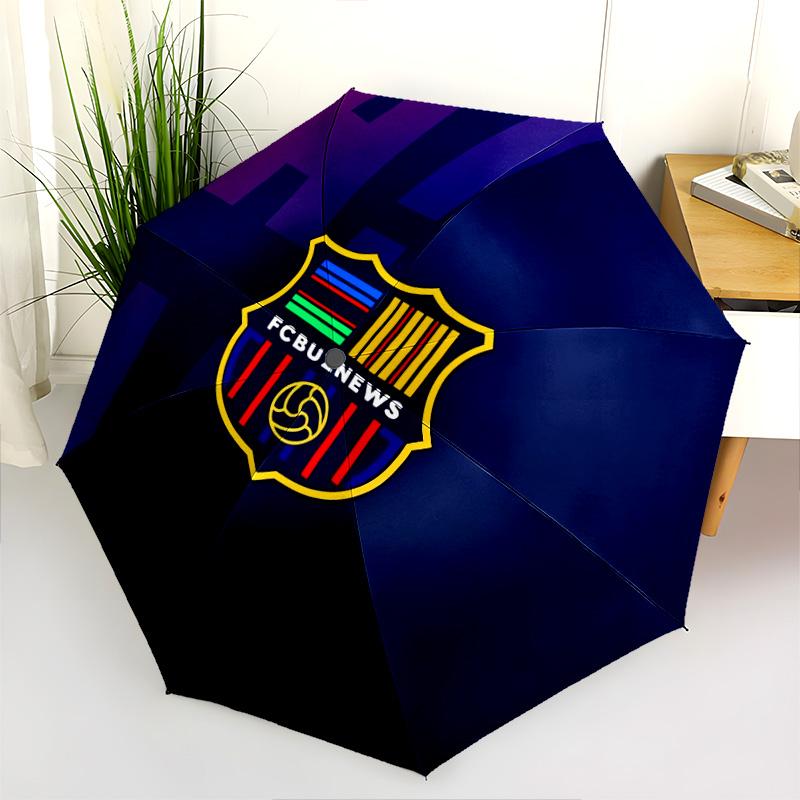FC Barcelona Pattern, Automatic Folding Umbrella, Portable and Foldable Design, 8 Ribs, a Christmas or Birthday Gift.
