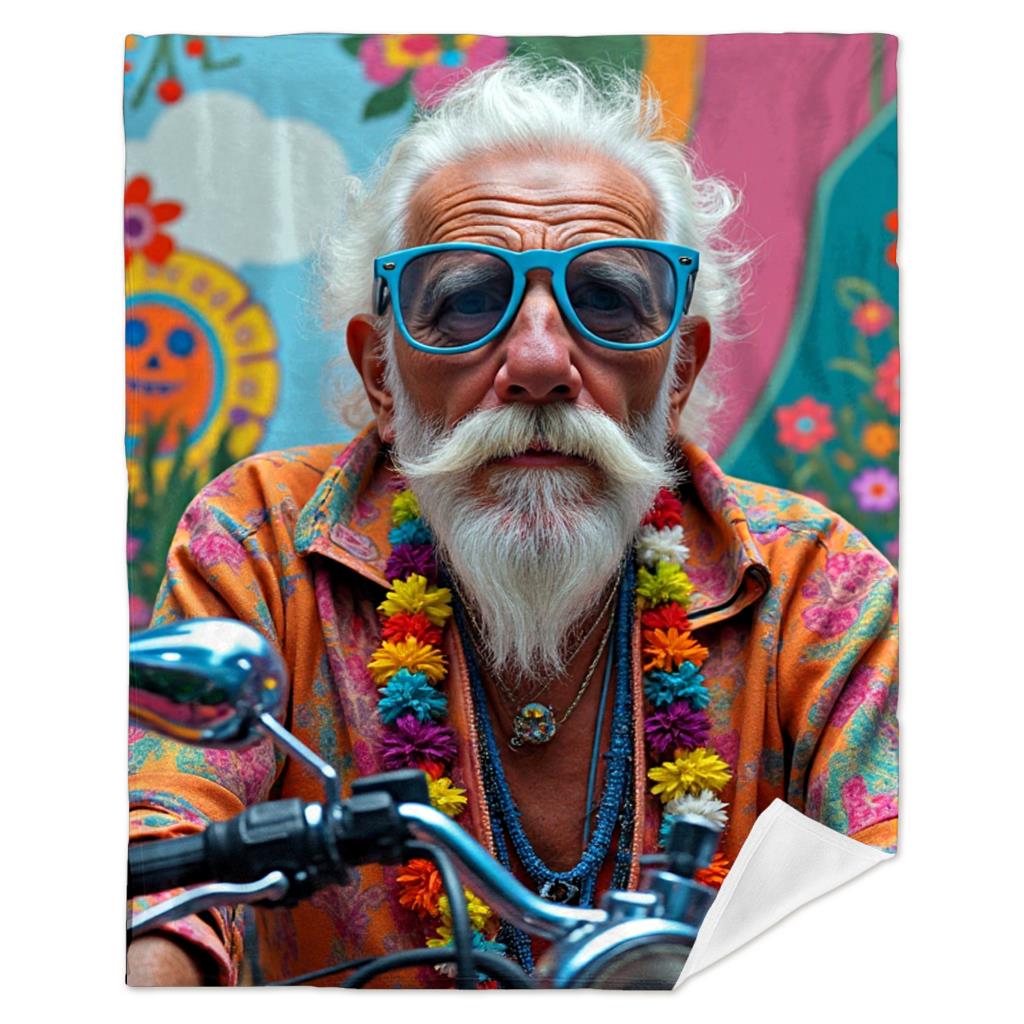 Colored Flower Motorcycle Flannel Printed Blanket Suitable For All Seasons Suitable For Living Room Office Sofa And Travel