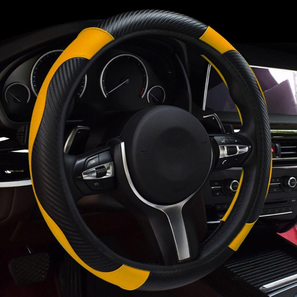 Microfiber Leather Steering Wheel Cover Breathable Car Interior Accessories Women Men