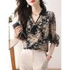Elegant and Fashionable Floral Chiffon Shirt for Middle-aged Ladies In Spring