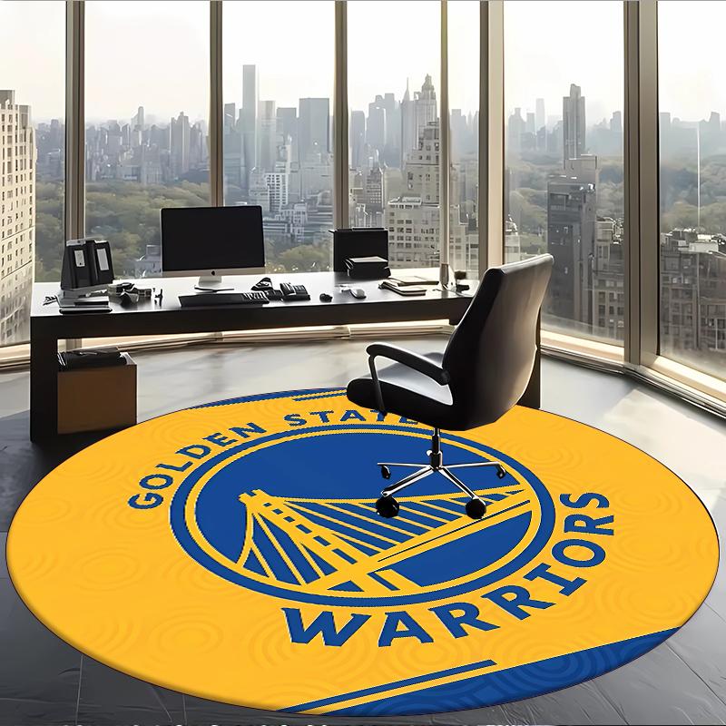 Golden State Warriors (1) Round Office Rug Decorative Floor Rug for Office Bedroom Living Room and Home Space