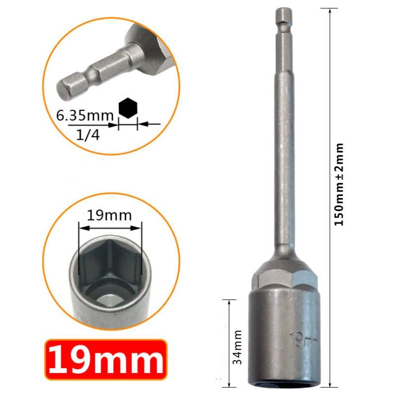 1Stk 5.5-19mm Verlängert Elektrische Bohrmaschine Steckkopf Schraube Mutter Treiber Bit Schlagbohrer Bits Adapter Steckschlüssel Verlängerungsstange 150mm