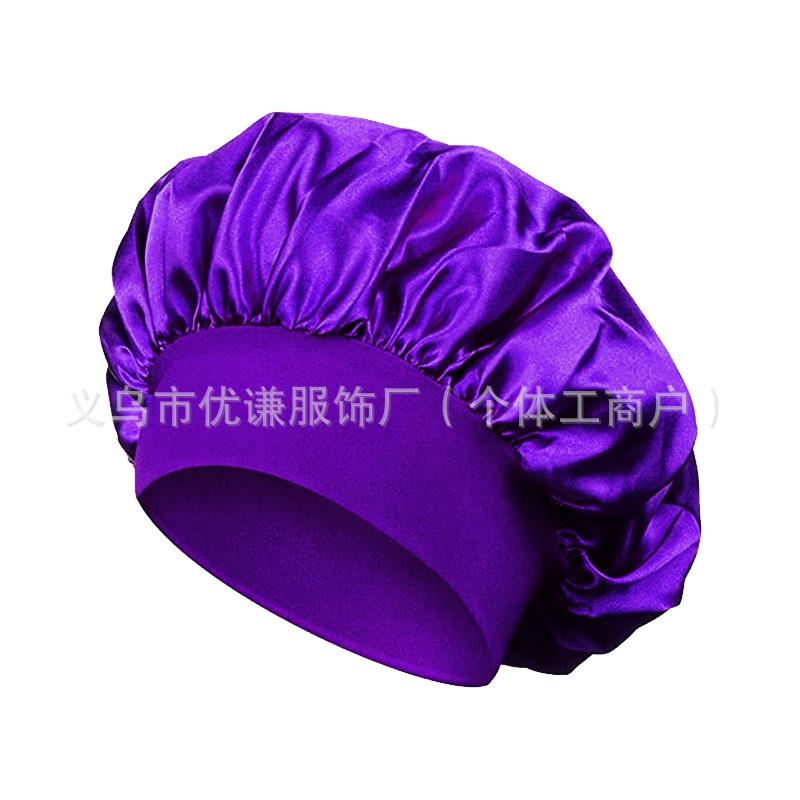 Wide-brimmed Headscarf, Beauty Hat, Hair Care Hat, Female Care Satin Nightcap.