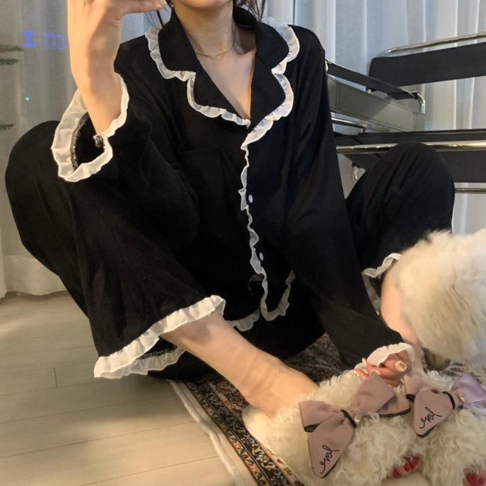 Women's Spring Autumn Pajamas Two Piece Set Women Loose Fashion Leopard Print Long Sleeved Ladies Homewear