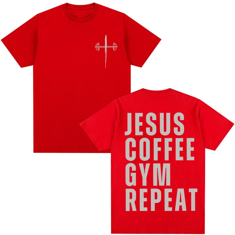 Jesus Café Academia Repetir Gráfico Cristão Camisetas Homens Mulheres Moda Vintage Gótico Camiseta Algodão Oversized