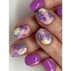 24Pcs Short Square Nails, Creative Purple Flowers And Plants Fake Nails Lovely Fake Nails, For Girls To Wear, Press On The Nails, Nail Supplies