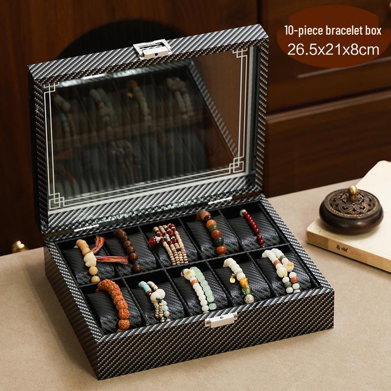 Wooden Jewelry Box with Bracelet and Bead Storage, Exquisite Display Stand for Rings and Earrings, Large Capacity, Dustproof Design