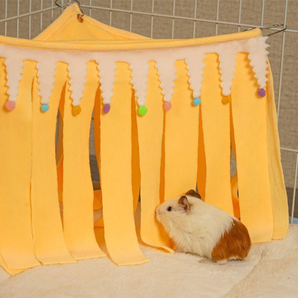 Comfortable Hamster Tent Nest Triangle Hamster Corner Nest Tassel Strip Pet Tent Home