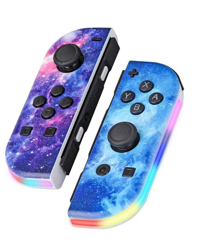 För Switch Joy-Con-kontroller med RGB-ljus, Väcka-funktion med vibration, Gyro-rörelsekontroll, Bluetooth trådlös spelkontroll