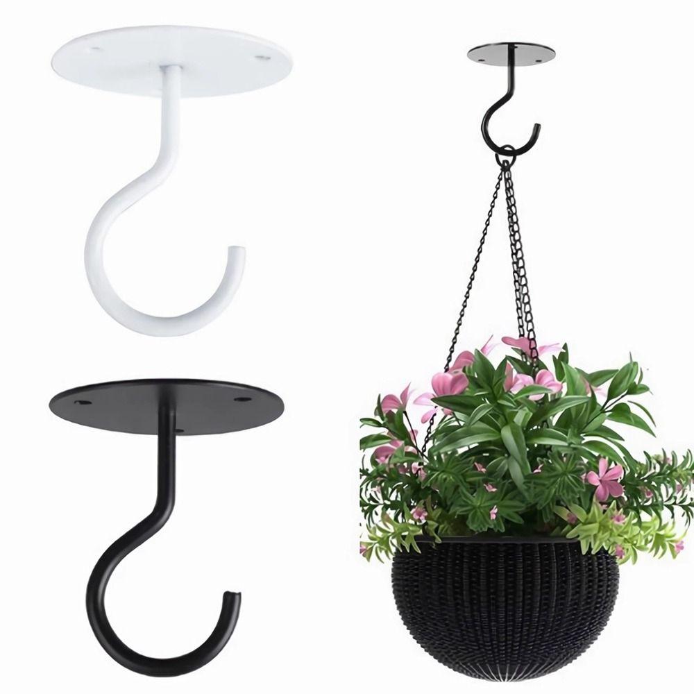 Wall Mount Plant Hanging Hook Black White Flower Pots Lifting Hook New Ceiling Hooks  Wall