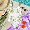 Girls One Piece Swimsuit Summer Hawaiian Print Beachwear Lightweight Comfortable Swimwear for Kids Pool Party Water Activities
