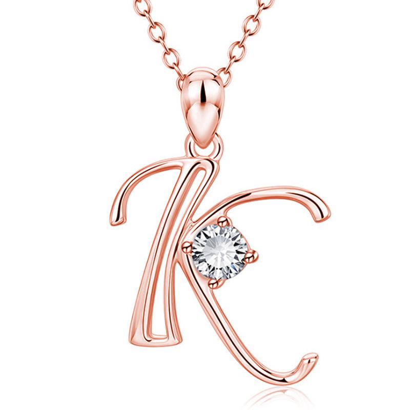 Stylish Pendant Diamond 26letter Necklace For Women
