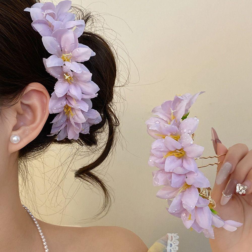 Süße chinesische rote Blume Haarnadel Super Fee Hochzeit Traditionelles Haaraccessoire Vintage Braut-Haarschmuck für Bräute