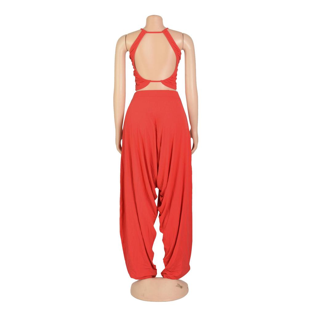 Gefaltete ärmellose Hosen mit weitem Bein Zweiteiliges Set - Europäischer & Amerikanischer Stil Damen Sommer-Outfit