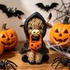 Decorative Pumpkin Cow Statue Highland Halloween Decor, Funny Resin Ghost Figurine for Home Mantel Decorations Office Tiered Tray Table Desk