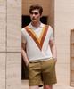 THEKNITCOMPANY (M) Orea Chevron Intarsia Polo Knit 2 Colors