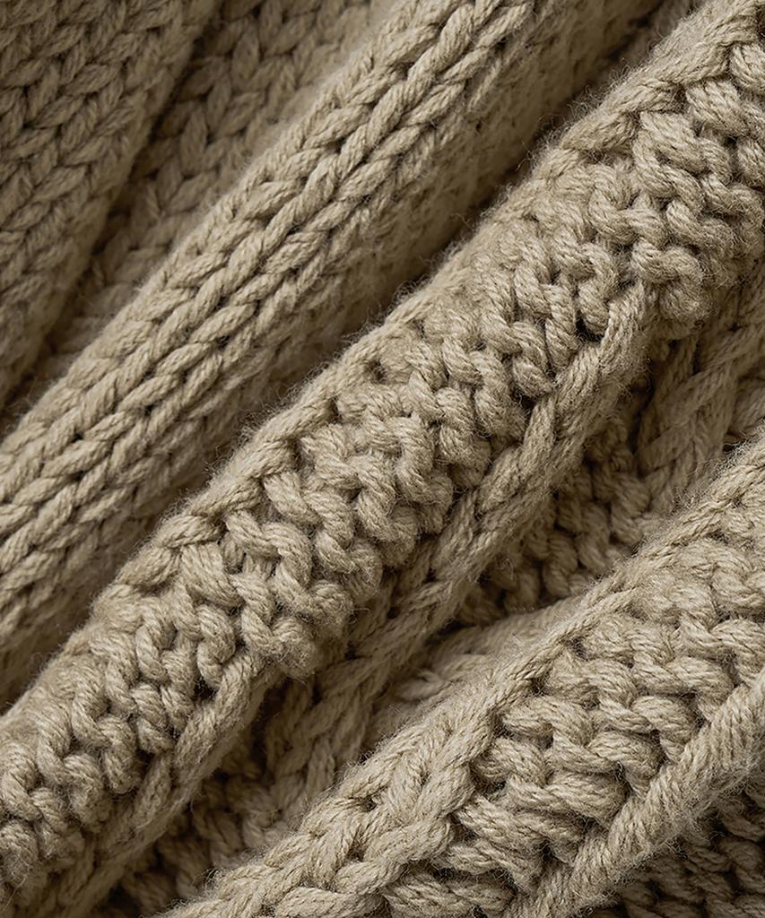 NOIRER Heavy Multi-Cable Oversized Sweater (Beige)