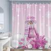 Rideaux de douche de Noël Bonhomme de neige bleu mignon Cadeau de Noël Forêt d'hiver Cèdre Paysage naturel Décoration de salle de bain maison Ensemble de rideaux de bain