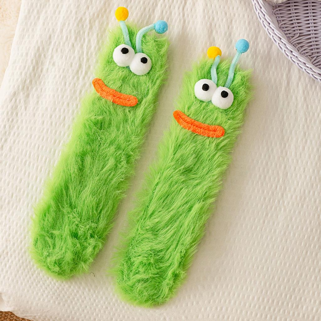 Caterpillar Plyschgolvsockor, Roliga Djur Knähöga Toffelsockor, Ultramjuka för Kvinnor Män Tonåringar, Mysig Unisex-present Julstrumpa