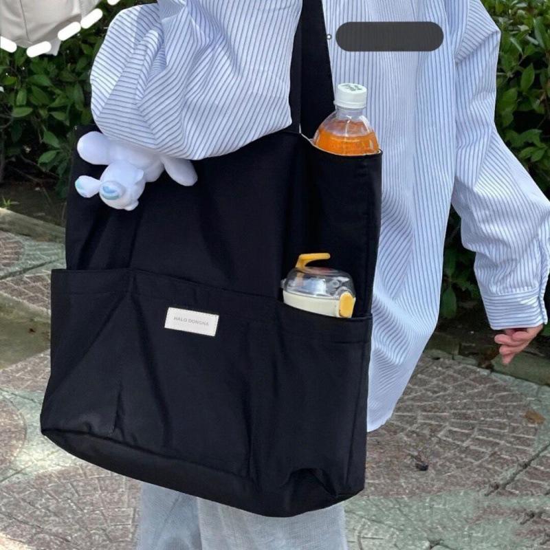 Women Tote Bag Aesthetic Solid Color Students Casual Handbag Shoulder Bag Large Capacity Oxford Reusable Shopping Beach Bag 2022