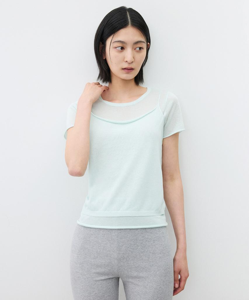 SUARE WOMEN Veil Linen Layered Knit (Set) Mint
