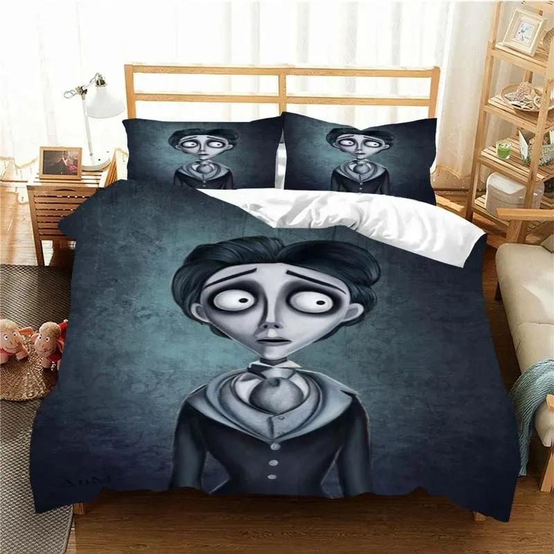 Amour film d'animation Corpse Bride Ensemble de literie Simple/Jumeau King Housse de couette maison Décor de chambre à coucher Couvre-lit Housse d'oreiller