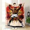 Dynamic Boxing-themed Design with Vibrant Splashes and Bold Text Elements. for All Seasons Blanket Lunch Break Throw Gift