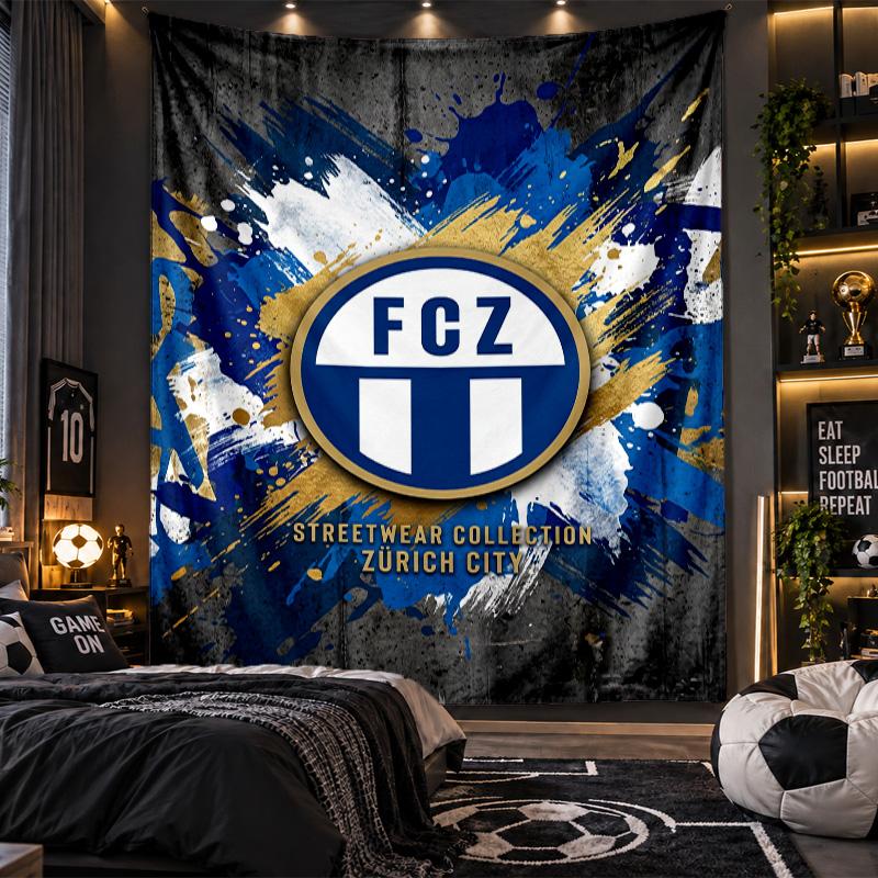 Wall Hanging Tapestry FC Zürich Print Cloth for Living Room Bedroom Home Decor