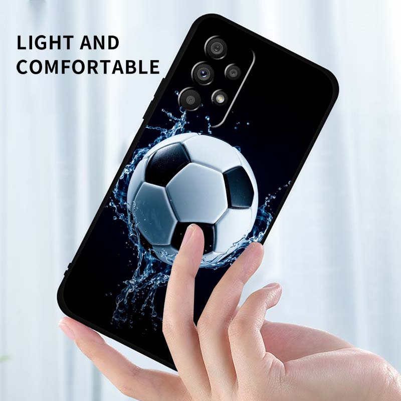 Fashionable Football Cool Phone Case For Samsung A73 A72 A71 A55 A54 A53 A52 A51 A13 A22 A16 A15 A12 A14 A26 A07 5G Black