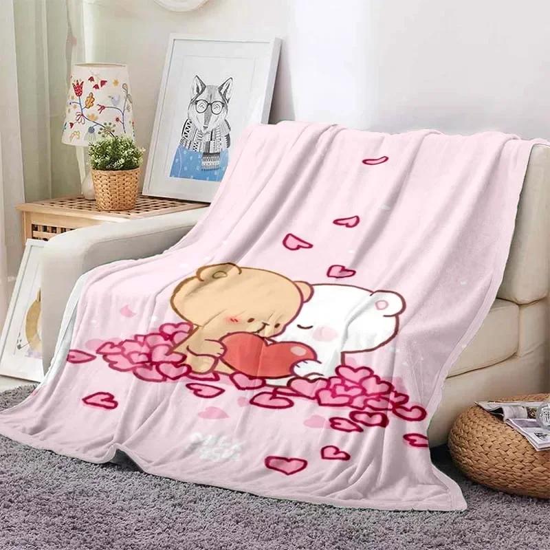 Cute Bubu and Dudu Series Blanket Cartoon Print Kids Warm Flannel Soft Comfortable Home Travel Blanket Bed Blanket Birthday Gift