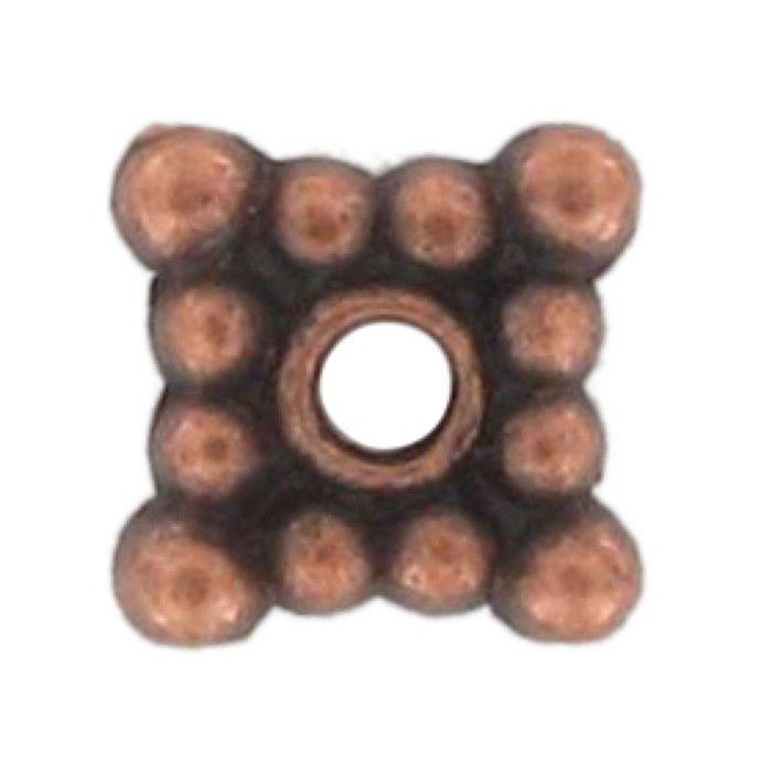 MégaCréa - Metal Rondelle Spacer Bead Square 6 Mm 10 Pieces - Coppery