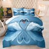 Loving Swan Couple Style Digital Print Bedding Set - 3 Piece