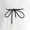 Women'S Pearl Flannel Knotted Thin Belt Dress With Simple Decoration Women'S Pearl Pendant Waist Chain