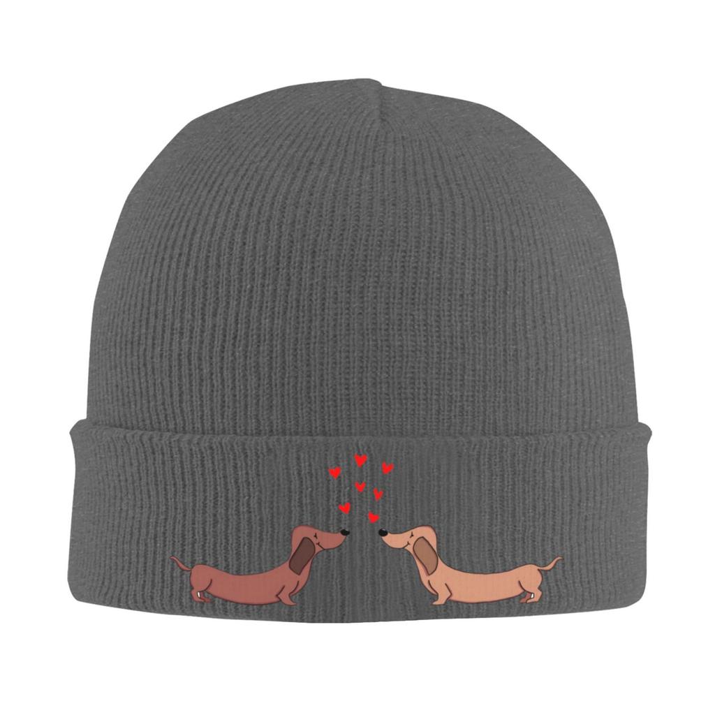 Couple Of Dachshund Beanie Vintage Graphic Knit Hat Retro Streetwear Soft Warm Fatherday Gift Idea Present For Man And Woman
