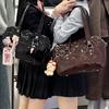 Japanese JK Uniform Bag New Large-capacity Two-dimensional Yuan Portable College Simple Commuter Bag Versatile Brown Sugar Pearl