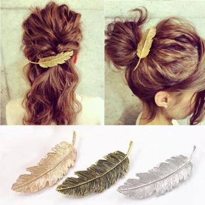 1PC Leaf Feather Hair Clip Hairpin Barrette Bobby Pins Women Accseeories