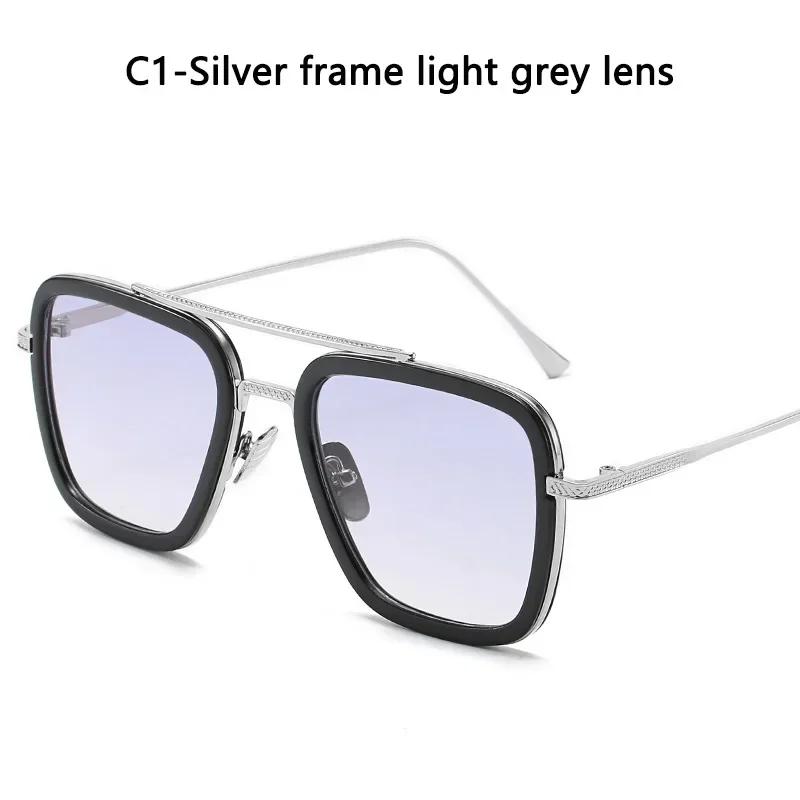Steam Punk Tony Stark Sunglasses Men Women Fashion Square Driving Glasses Unisex Metal Frame Trendy Shades Sun Glasses