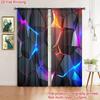 2 Pieces -2D Flat Neon Geometric Pattern Printed Curtains, Window Decorations, Home Decorations, Room Decorations