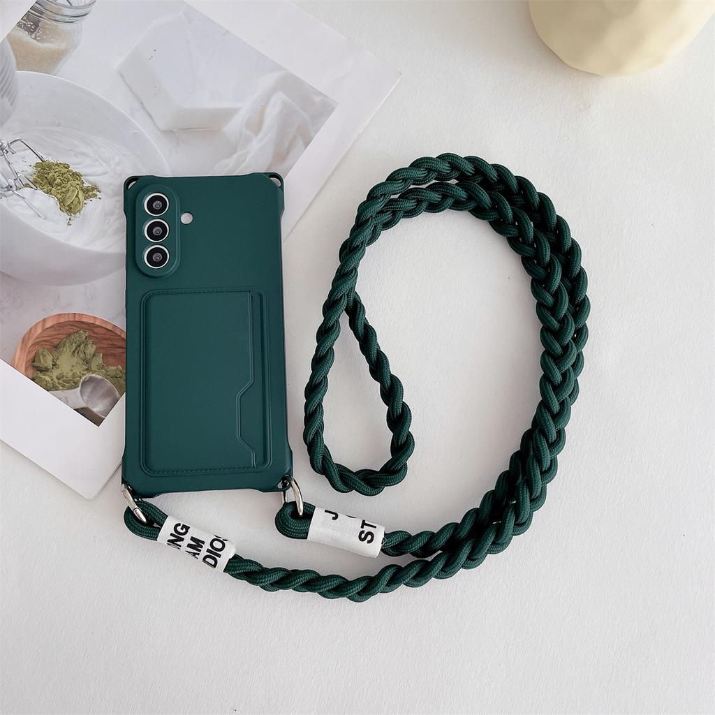 Geflochtenes Crossbody Lanyard Strap Handyhülle für Samsung Galaxy S24 S23 S21 FE Plus S25 S22 Ultra Geldbörse Kartenhalter Silikonhülle