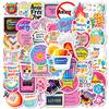 New 50 Anxious Text Cartoon Graffiti Stickers Shein Fresh Style Decorative Stickers